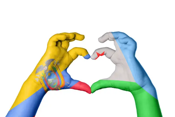 Serce Ekwadoru Dżibuti Gest Ręczny Serca Ścieżka Przecinania — Zdjęcie stockowe