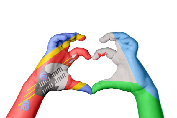 Eswatini Dżibuti Serce Ręczny Gest Serca Ścieżka Przecinania — Zdjęcie stockowe