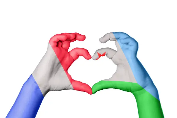 Frankreich Dschibuti Herz Handbewegung Die Herz Macht Clipping Path — Stockfoto