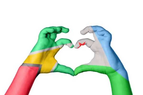 Guyana Corazón Djibouti Gesto Mano Que Hace Corazón Camino Que —  Fotos de Stock