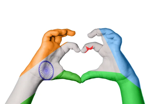 Ινδία Τζιμπουτί Καρδιά Χέρι Χειρονομία Κάνοντας Καρδιά Ψαλίδισμα Μονοπάτι — Φωτογραφία Αρχείου