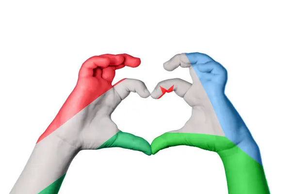 Ungarn Dschibuti Herz Handbewegung Die Herz Macht Clipping Path — Stockfoto