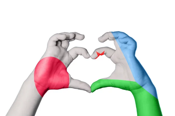 Japonsko Džibutské Srdce Ruční Gesto Srdce Střihací Stezka — Stock fotografie