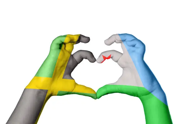 Jamaica Dzsibuti Szív Kézmozdulat Készítés Szív Vágási Útvonal — Stock Fotó