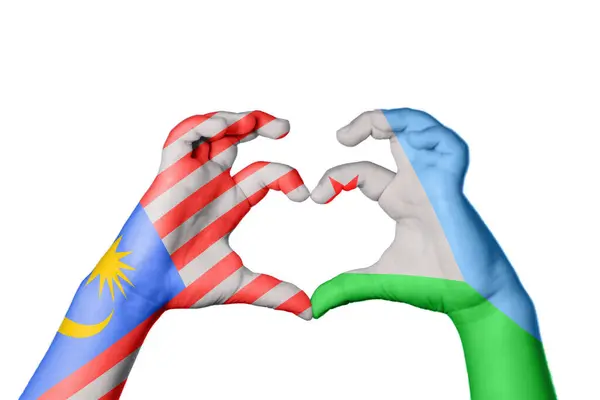 Μαλαισία Τζιμπουτί Καρδιά Χέρι Χειρονομία Κάνοντας Καρδιά Ψαλίδισμα Μονοπάτι — Φωτογραφία Αρχείου