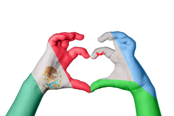 Meksyk Dżibuti Serce Ręczny Gest Serca Ścieżka Klipu — Zdjęcie stockowe