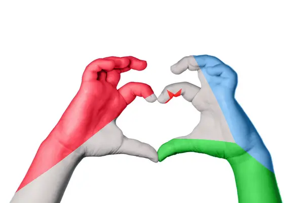 Serce Monako Dżibuti Gest Ręczny Serca Ścieżka Klipu — Zdjęcie stockowe
