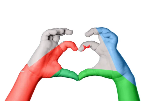 Omán Dzsibuti Szív Kézmozdulat Készítés Szív Nyírás — Stock Fotó