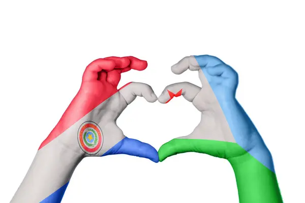 Paraguay Dschibuti Herz Handbewegung Die Herz Macht Clipping Path — Stockfoto