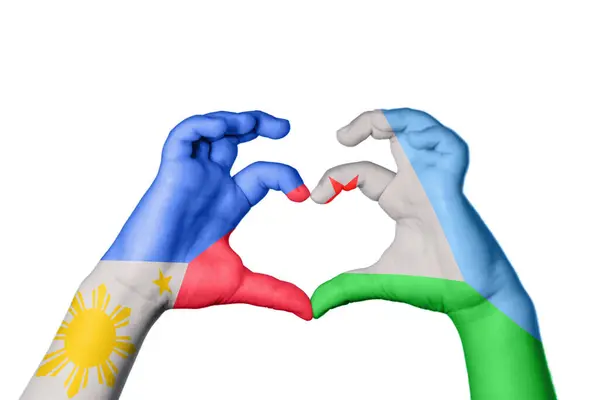 Φιλιππίνες Τζιμπουτί Καρδιά Χέρι Χειρονομία Κάνοντας Καρδιά Ψαλίδισμα Μονοπάτι — Φωτογραφία Αρχείου