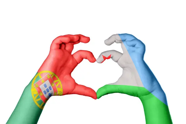 Portugal Dschibuti Herz Handbewegung Die Herz Macht Clipping Path — Stockfoto