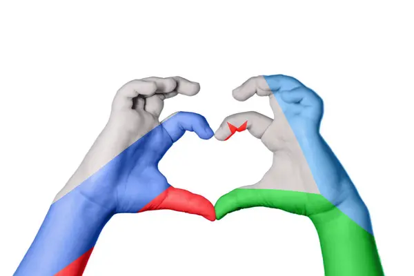 Rosja Serce Dżibuti Gest Ręczny Serca Ścieżka Klipu — Zdjęcie stockowe