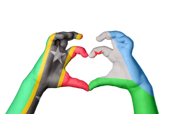 Saint Kitts Nevis Djibouti Hart Hand Gebaar Maken Hart Knippen — Stockfoto