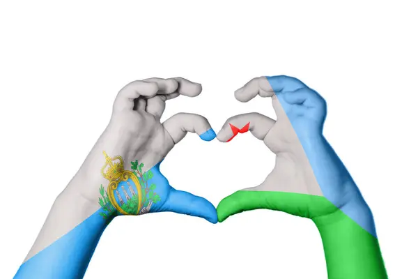 San Marino Dschibuti Herz Handbewegung Die Herz Macht Clipping Path — Stockfoto