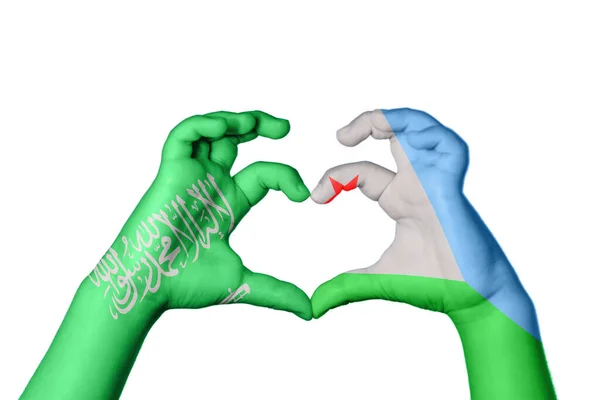 Saudi Arabien Dschibuti Herz Handbewegung Die Herz Macht Clipping Path — Stockfoto