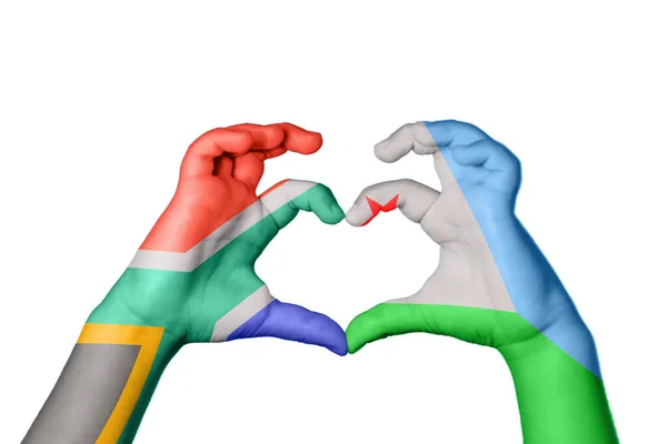 Dél Afrika Dzsibuti Szív Kézmozdulatkészítés Szív Vágási Útvonal — Stock Fotó