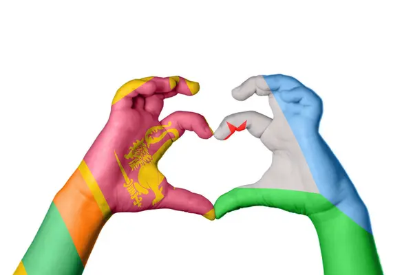 斯里兰卡Djibouti Heart Hand Gesture Making Heart Clipping Path — 图库照片