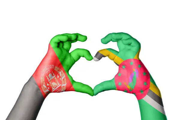 Afganisztán Dominika Szív Kézmozdulatok Készítése Szív Vágási Útvonal — Stock Fotó