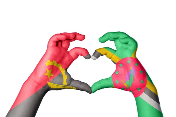 Angola Dominica Szív Kézmozdulat Készítés Szív Vágás — Stock Fotó