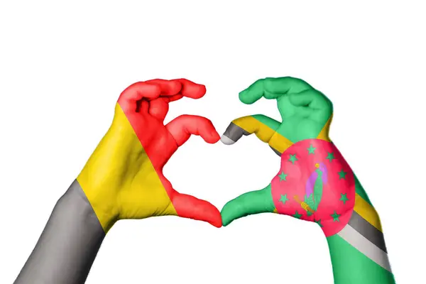 Belgium Dominica Heart Hand Gesture Making Heart Clipping Path — Stock Photo, Image