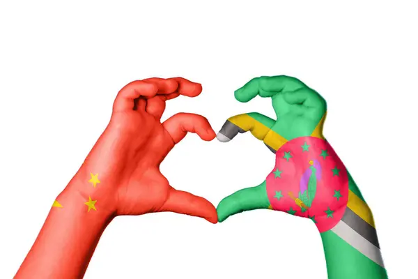 Çin Dominica Kalbi Hareketi Kalp Yapma Kırpma Yolu — Stok fotoğraf