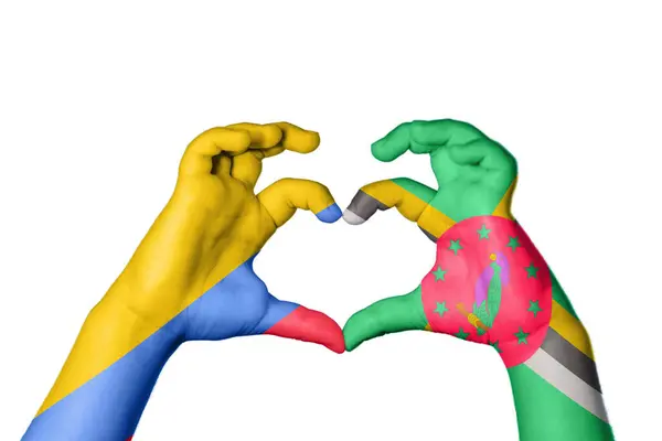 Colombia Dominica Heart Hand Gest Att Göra Hjärta Klippning Väg — Stockfoto