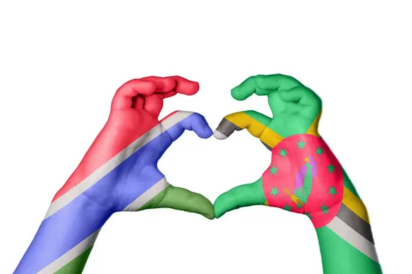 Gambia Dominica Heart Hand Gesture Making Heart Clipping Path — Stock Photo, Image