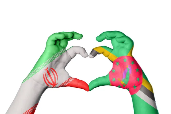 Iran Dominica Heart Hand Gesture Making Heart Clipping Path — Stock Photo, Image