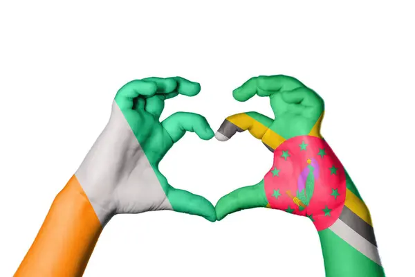 Ivory Coast Dominica Heart Hand Gesture Making Heart Clipping Path — Stock Photo, Image
