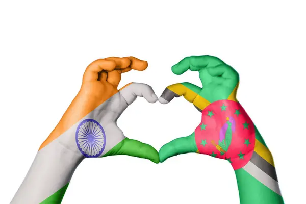 India Dominica Heart Hand Gesture Making Heart Clipping Path — Stock Photo, Image