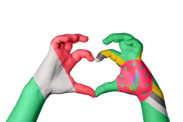Italy Dominica Heart Hand Gesture Making Heart Clipping Path — Stock Photo, Image