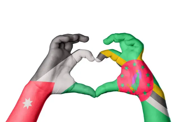 Jordanien Dominica Hjärta Hand Gest Att Göra Hjärta Klippning Väg — Stockfoto