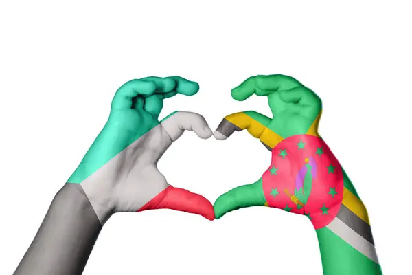 Kuwait Dominica Heart Hand Gesture Making Heart Clipping Path — Stock Photo, Image