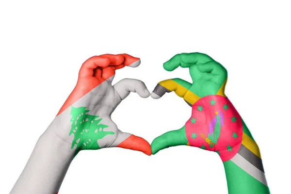 Libanon Dominica Heart Hand Gest Att Göra Hjärta Klippning Väg — Stockfoto