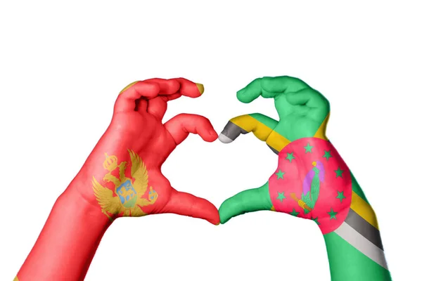 Montenegro Dominica Heart Hand Gesture Making Heart Clipping Path — Stock Photo, Image