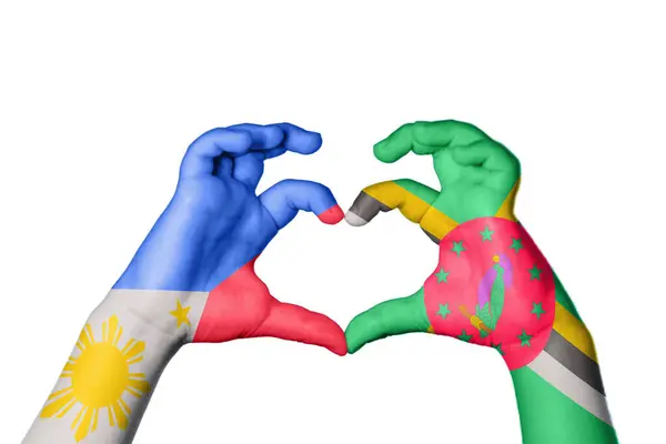 菲律宾多米尼克心脏 手手势制造心脏 收割路径 — 图库照片