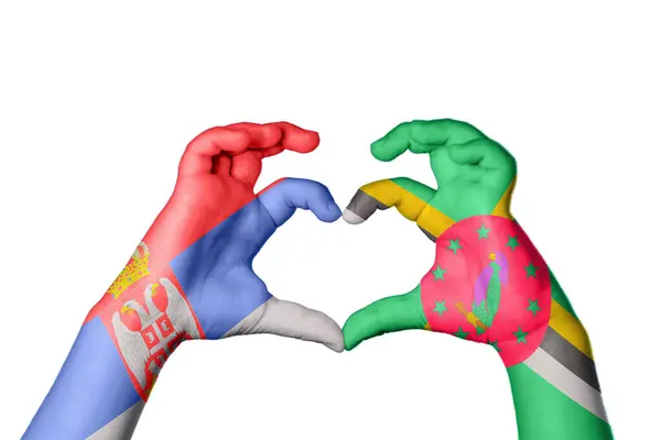 Serbia Dominica Heart Hand Gesture Making Heart Clipping Path — Stock Photo, Image