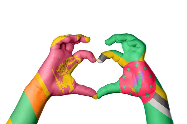 斯里兰卡多米尼克心脏 手的姿势制造心脏 收割路径 — 图库照片