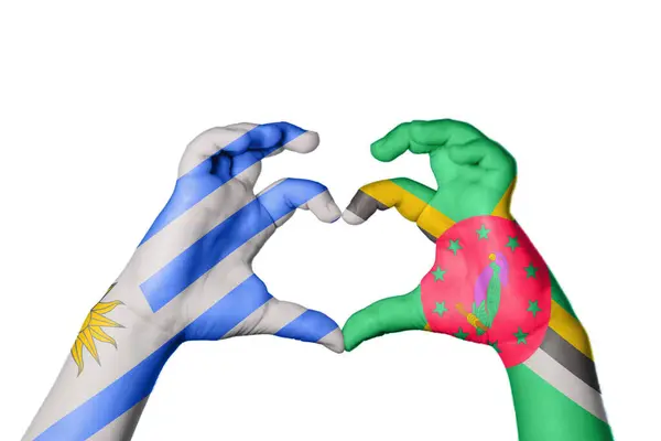 Uruguay Dominica Herz Handgeste Macht Herz Clipping Path — Stockfoto
