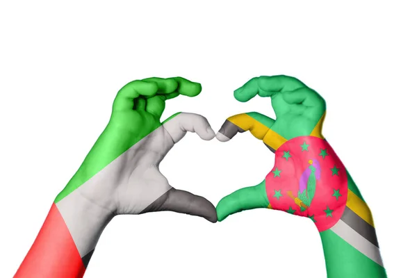 Spojené Arabské Emiráty Dominica Heart Ruční Gesto Tvorby Srdce Clipping — Stock fotografie