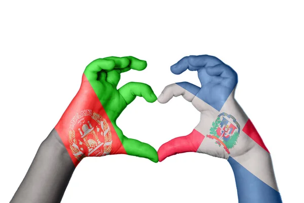 Afghanistan Dominikanische Republik Herz Handbewegung Die Herz Macht Clipping Path — Stockfoto