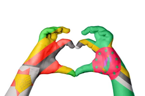 Zimbabwe Dominica Heart Hand Gesture Making Heart Clipping Path — Stock Photo, Image