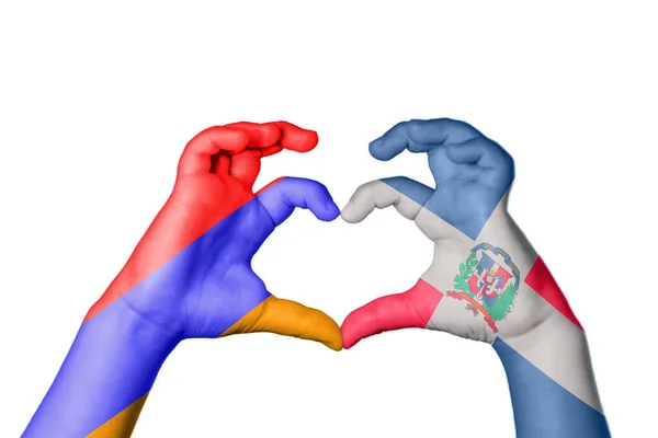 Armenië Dominicaanse Republiek Hart Handgebaar Maken Hart Knippad — Stockfoto
