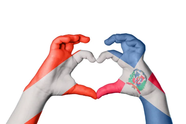 Ausztria Dominikai Köztársaság Szív Kézmozdulatok Készítése Szív Vágóút — Stock Fotó