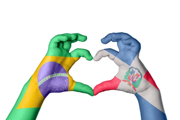 Brazylia Dominikana Serce Gest Ręczny Serca Ścieżka Klipu — Zdjęcie stockowe