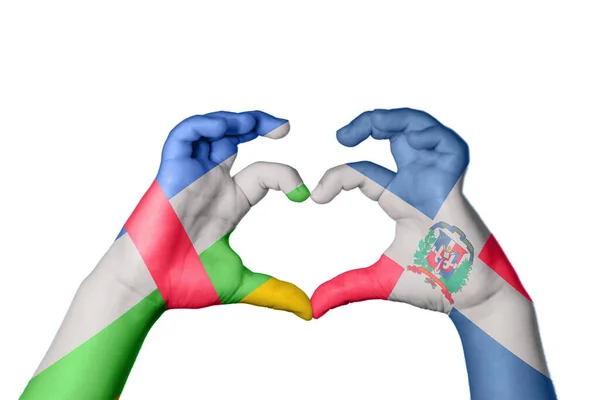 République Centrafricaine République Dominicaine Coeur Geste Main Faisant Coeur Sentier — Photo