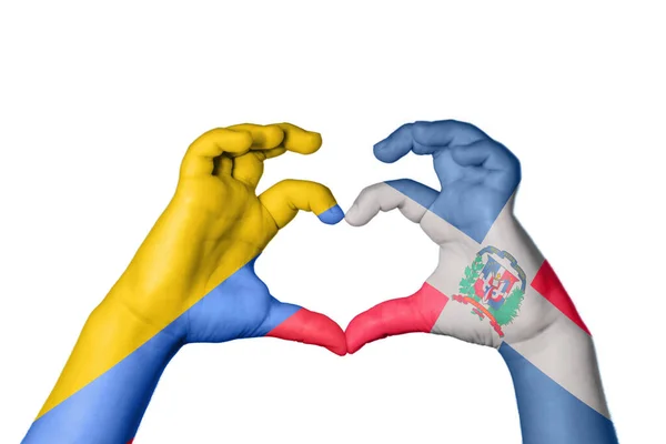 Κολομβία Δομινικανή Δημοκρατία Καρδιά Χειρονομία Χέρι Κάνοντας Καρδιά Ψαλιδίζοντας Διαδρομή — Φωτογραφία Αρχείου