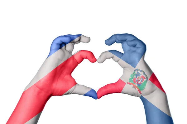 Κόστα Ρίκα Δομινικανή Δημοκρατία Καρδιά Χειρονομία Χέρι Κάνοντας Καρδιά Ψαλιδίζοντας — Φωτογραφία Αρχείου