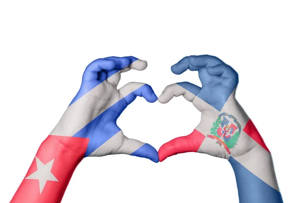 Κούβα Δομινικανή Δημοκρατία Καρδιά Χειρονομία Χέρι Κάνοντας Καρδιά Ψαλιδίζοντας Διαδρομή — Φωτογραφία Αρχείου