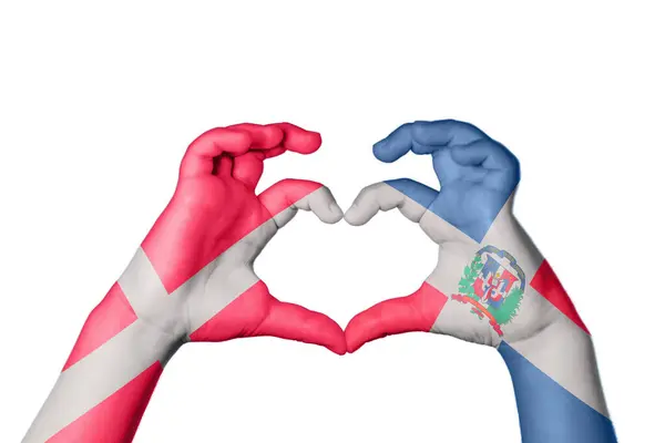 Dinamarca República Dominicana Coração Gesto Mão Que Faz Coração Clipping — Fotografia de Stock